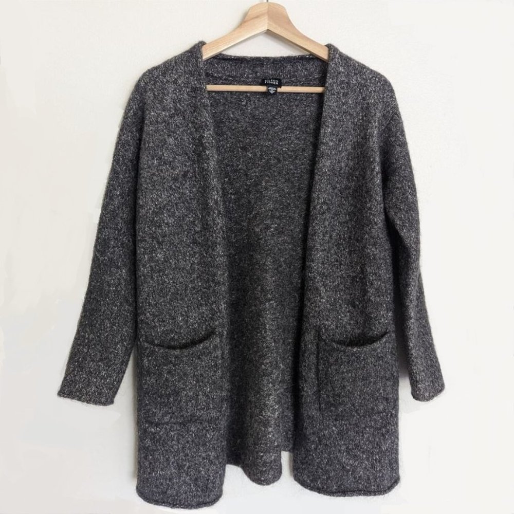 Eileen Fisher Wool, Mohair & Alpaca Blend Cardigan in Gray